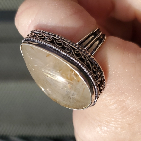 New Golden Rutile 925 Silver Ring. - Picture 2 of 15